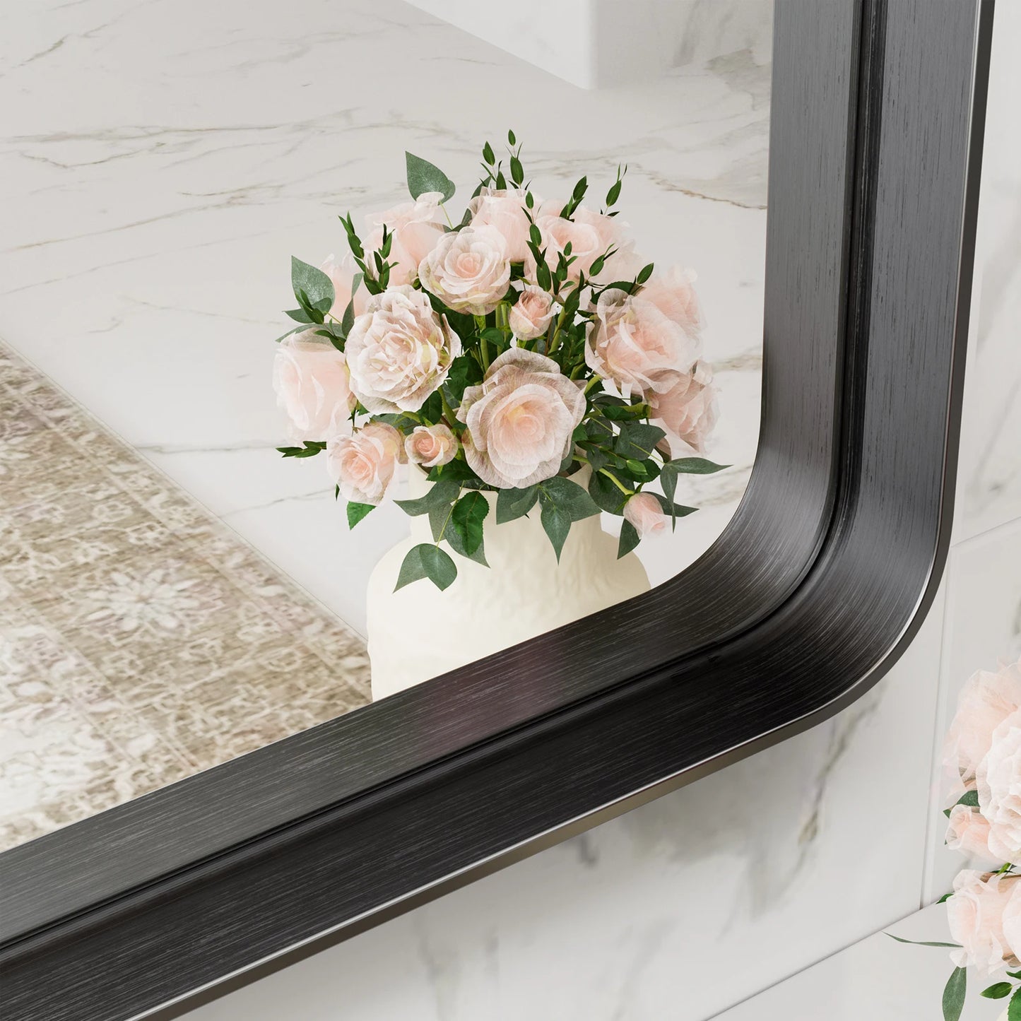 JHK Vanity Framed Mirror For Living Room Matte Metal