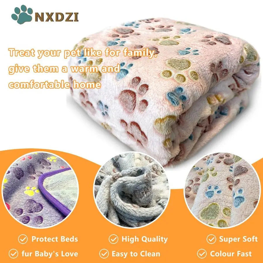 Three Piece Fluffy Flannel Dog Blanket Set Washable