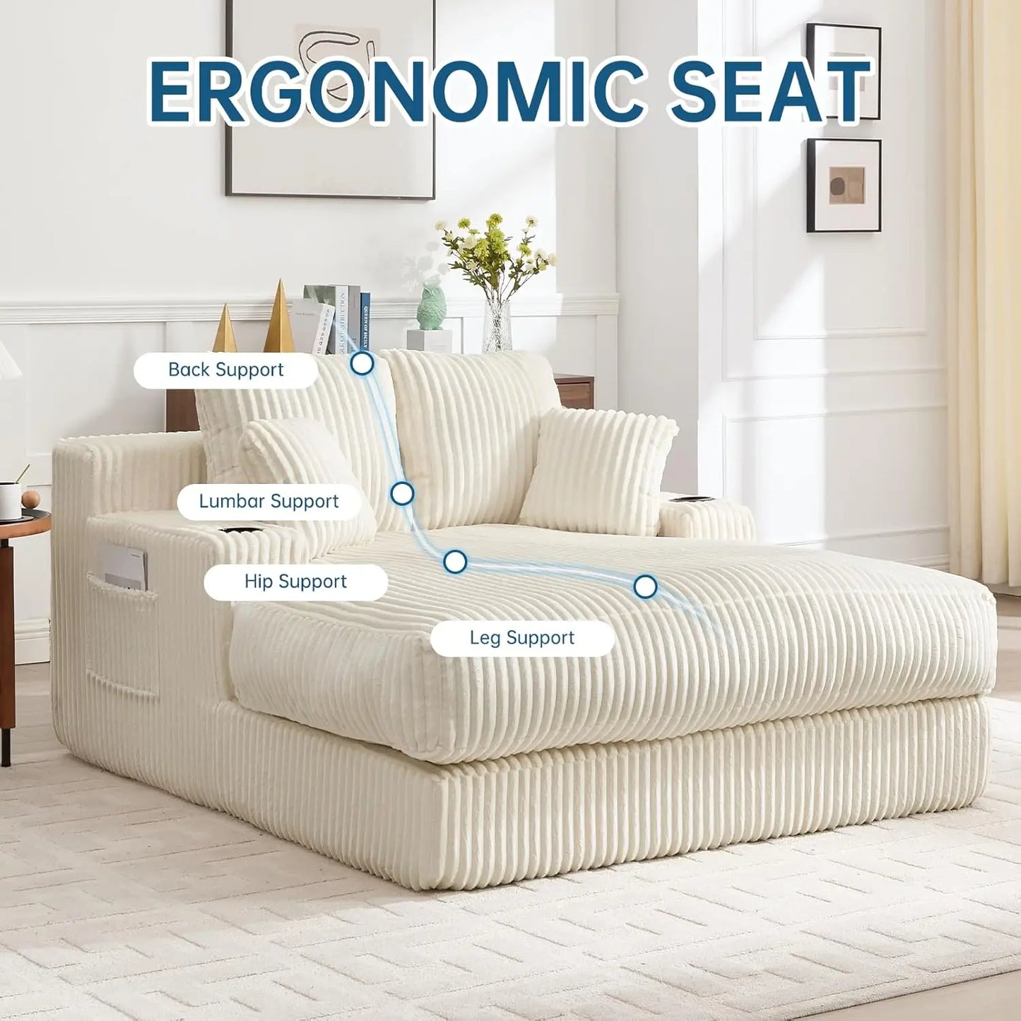 Huanzhuang Boneless Cloud Chair Bed Chaise Lounge With Pillows Armrests