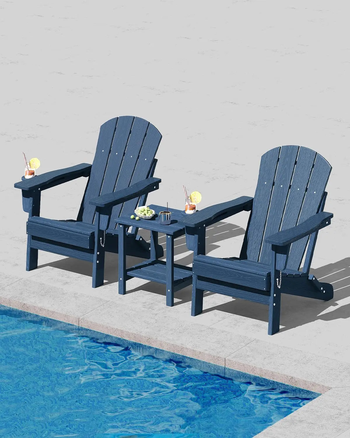 HiMISS Folding Adirondack Chair With Cup Holder All Weather HDPE