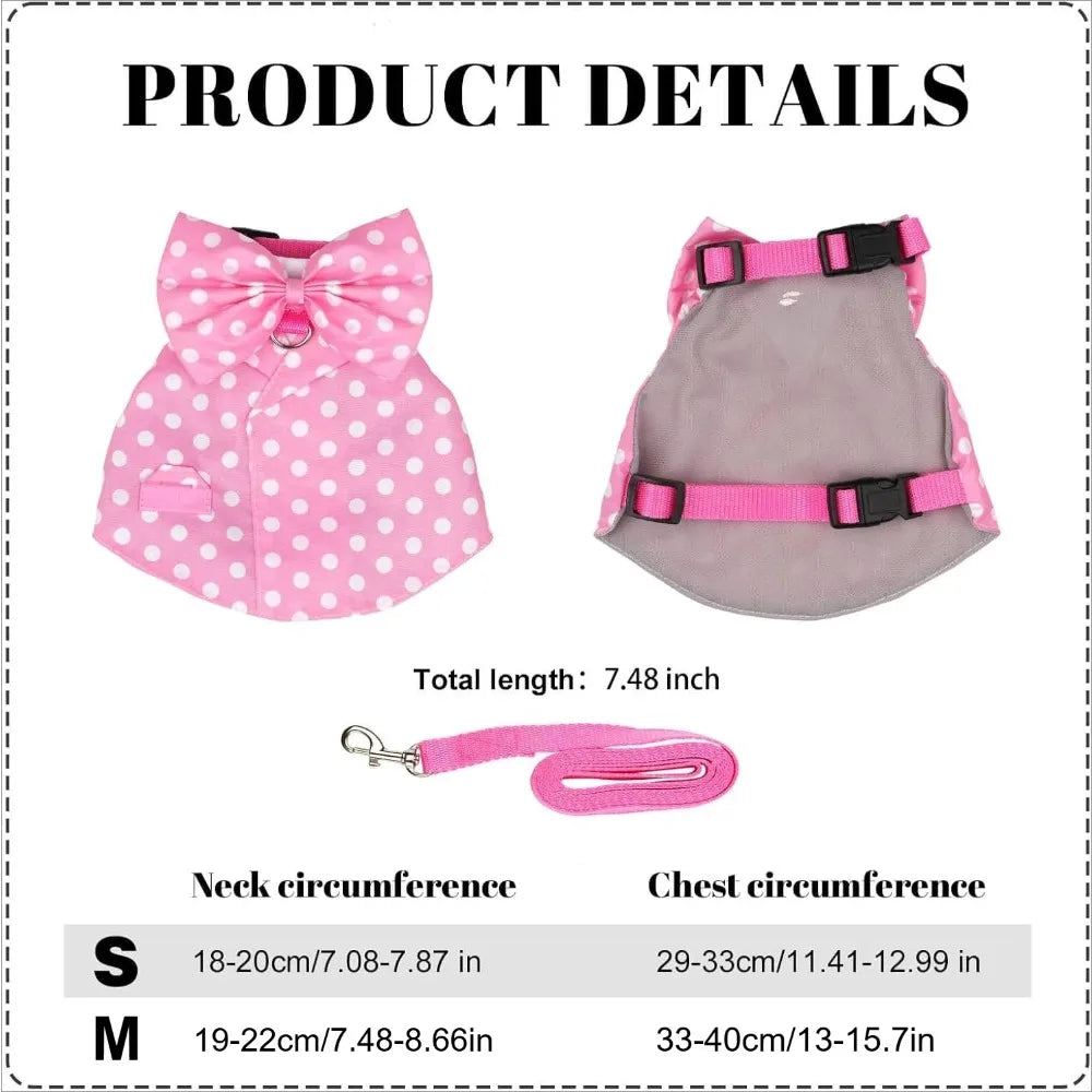 Soft Mesh Bunny Harness and Leash Set for Small Pets