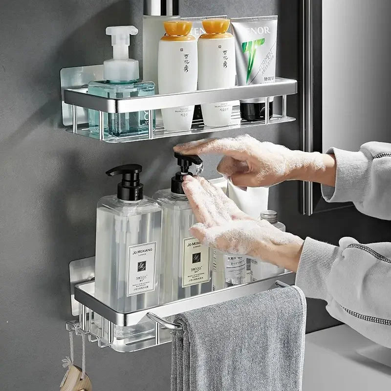Cobasport Bathroom Shelf Aluminum Alloy Organizer No Drill Shower Rack