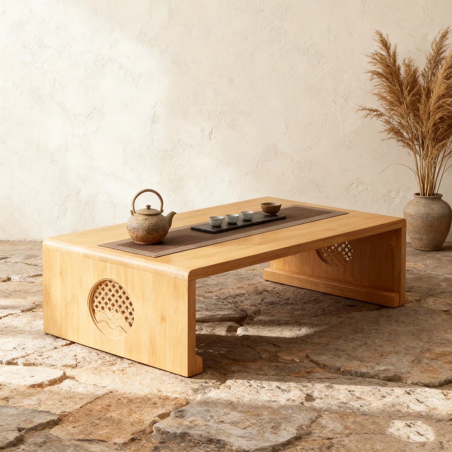 Foldable Low Floor Table Wooden Japanese Style Tea Table