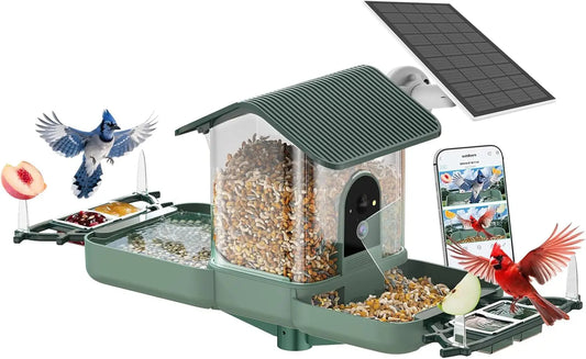 Dual-Lens Bird Feeder With Camera And Bird Bath WiFi 2K