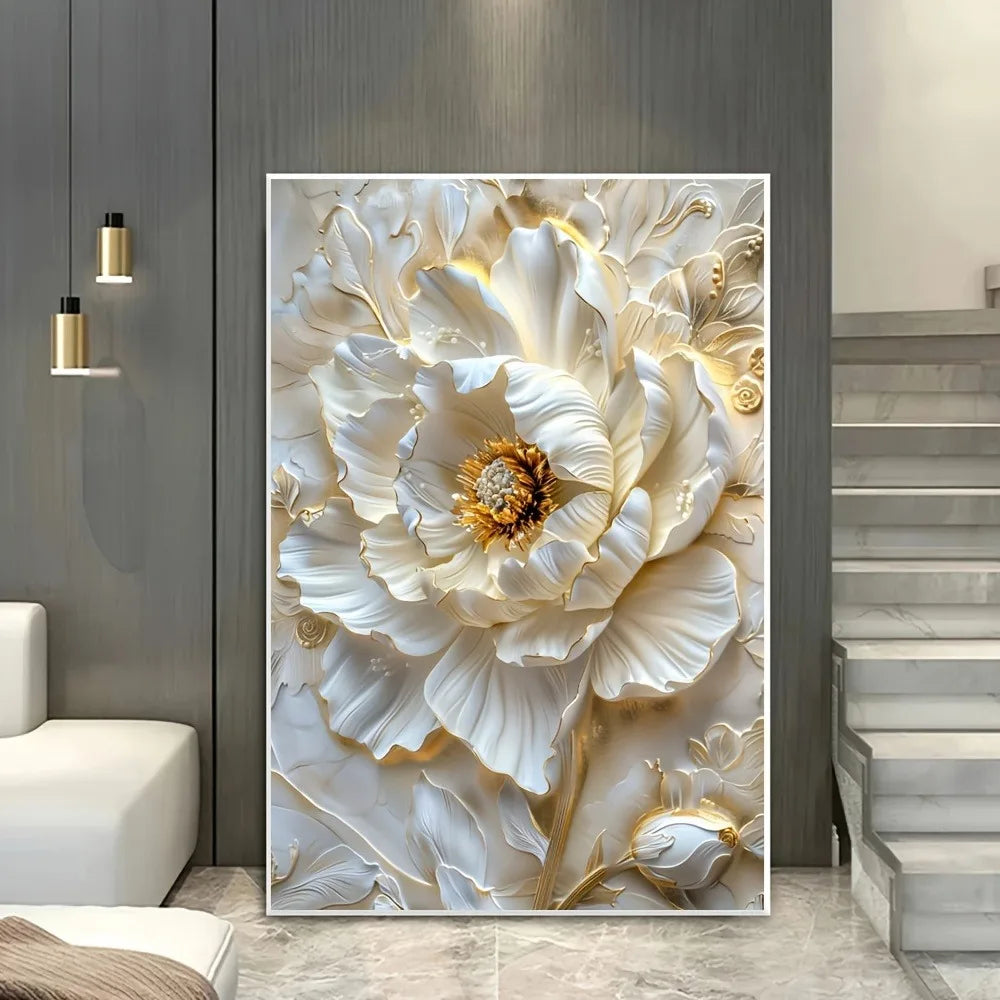 Modern Abstract Floral Frameless Canvas Wall Art For Living Room