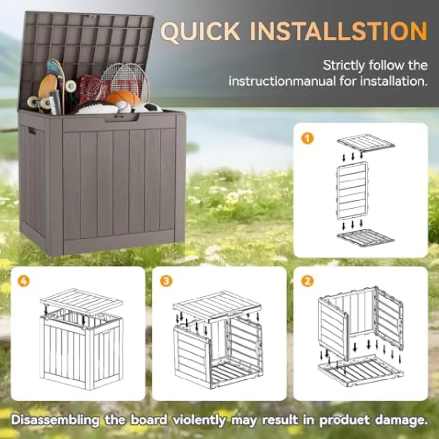 Deck Box Resin Storage Waterproof For Indoor And Outdoor Use