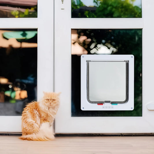 Cat Flap Door With 4 Way Lock ABS Plastic Entryway
