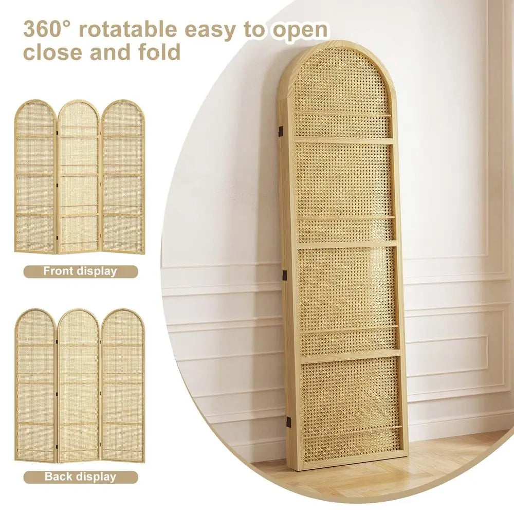 Room Divider With Builtin Bookshelf Foldable Privacy Screen Portable Partition