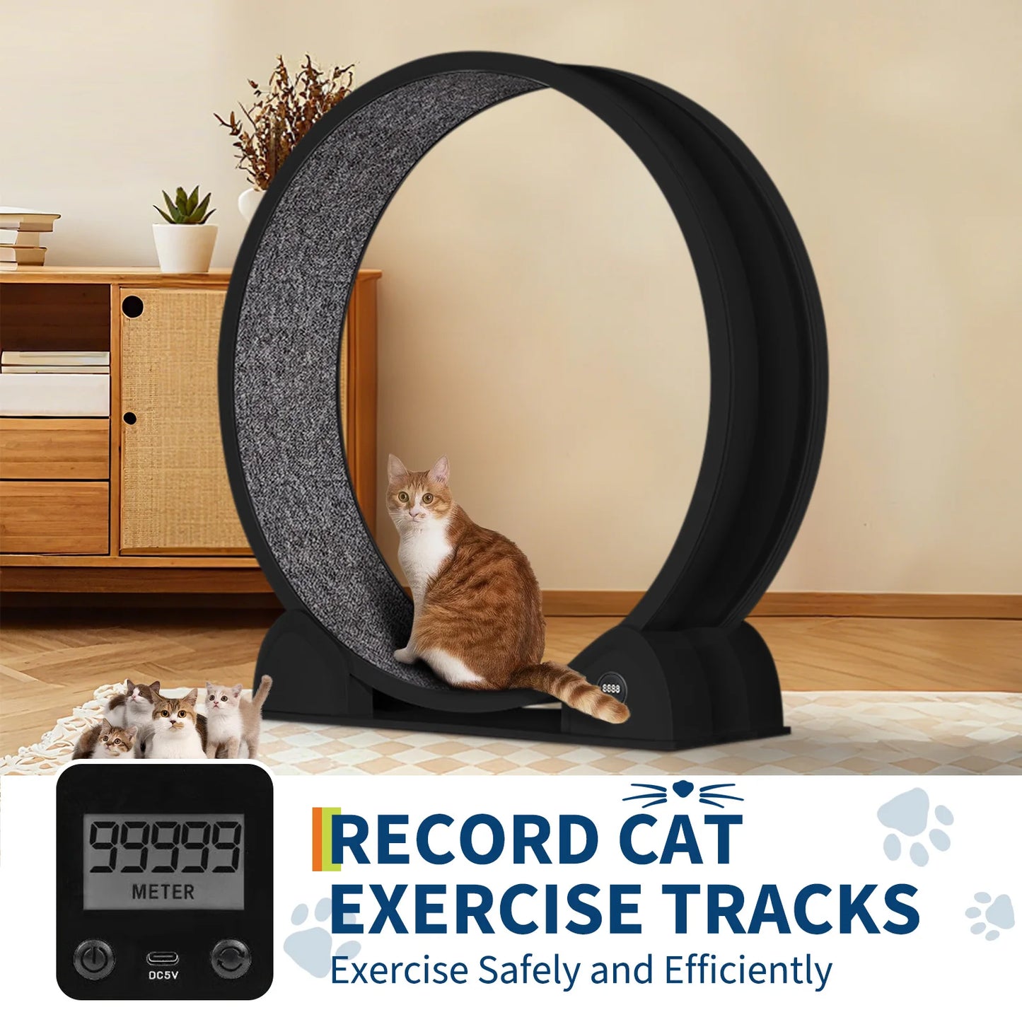 HiMISS Cat Exercise Wheel Super Quiet Running Wheel Pedometer