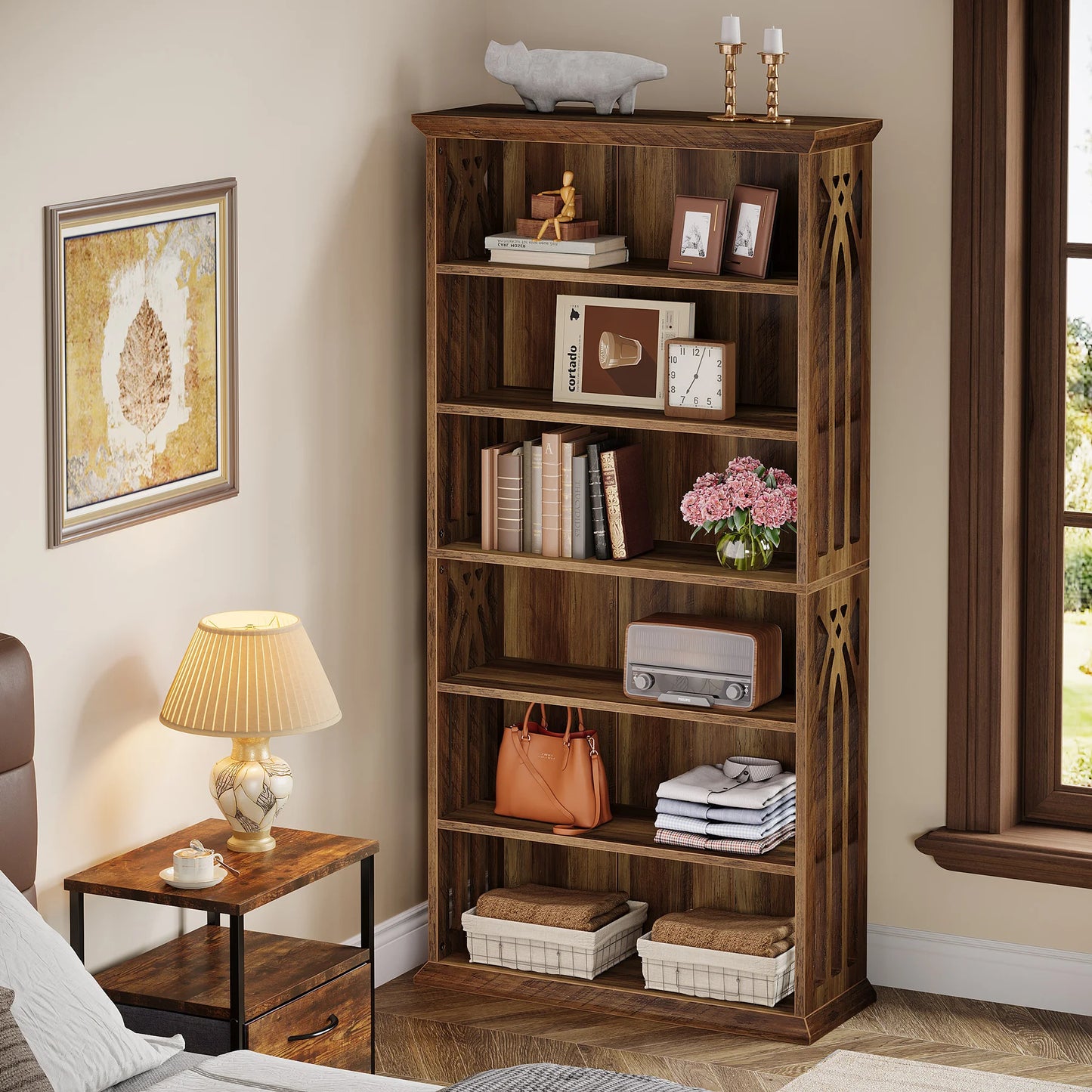 Tribesigns 6-Tier Wood Bookshelf Freestanding Bookcase