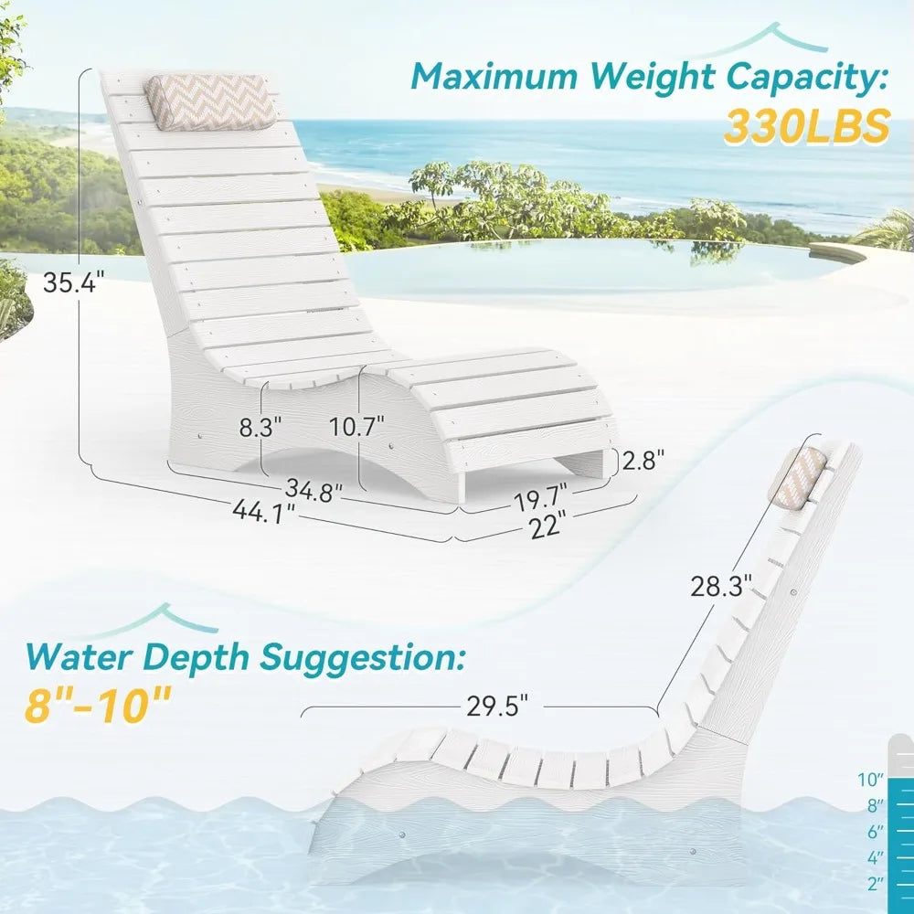 Pool Lounge Chairs Set of 2 With Headrest for Poolside