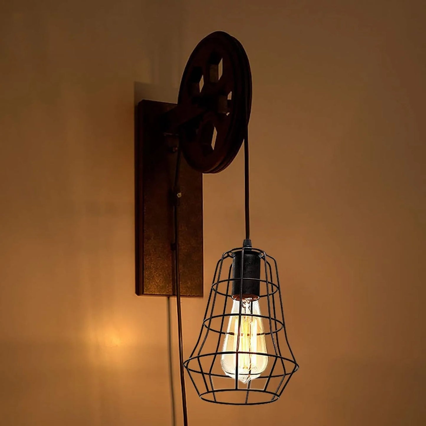 Bymaocar Industrial Wall Sconce Lights Pulley Vintage Farmhouse