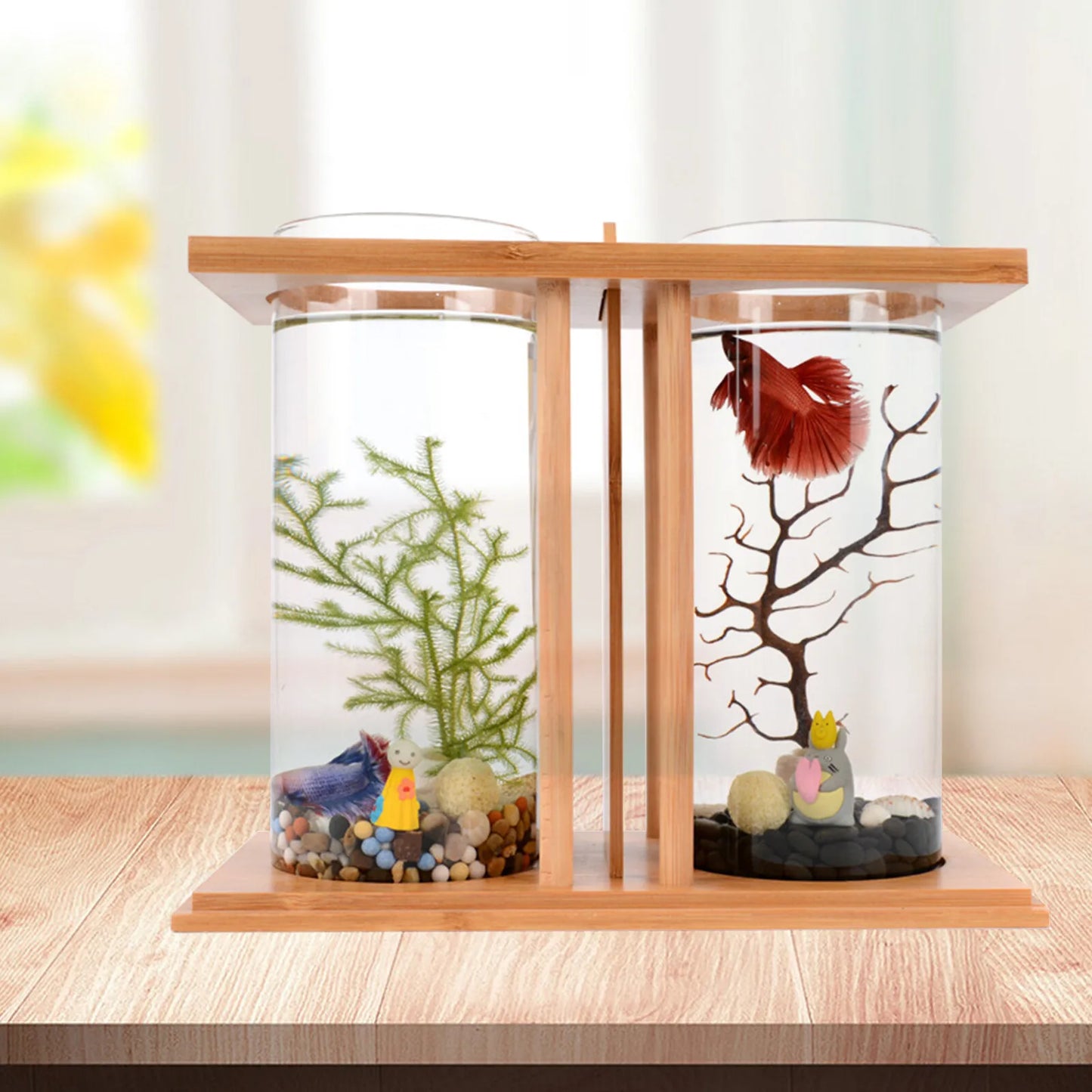 Desktop Betta Aquarium Twin Glass Tank With Led Lighting