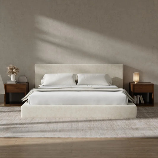 Cloud Upholstered Bed Frame With Headboard 5 Inch Foam Padding