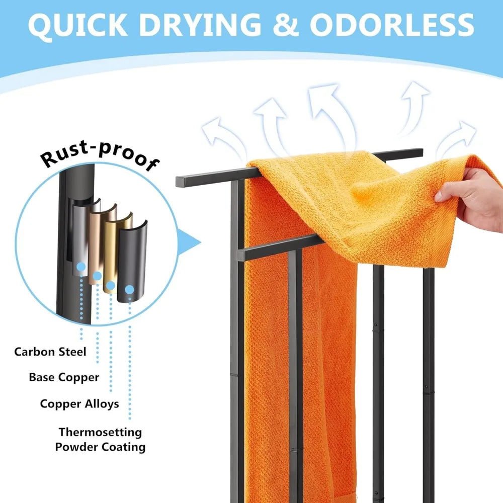 NBVCX Two Tier Free Standing Towel Rack For Bathroom