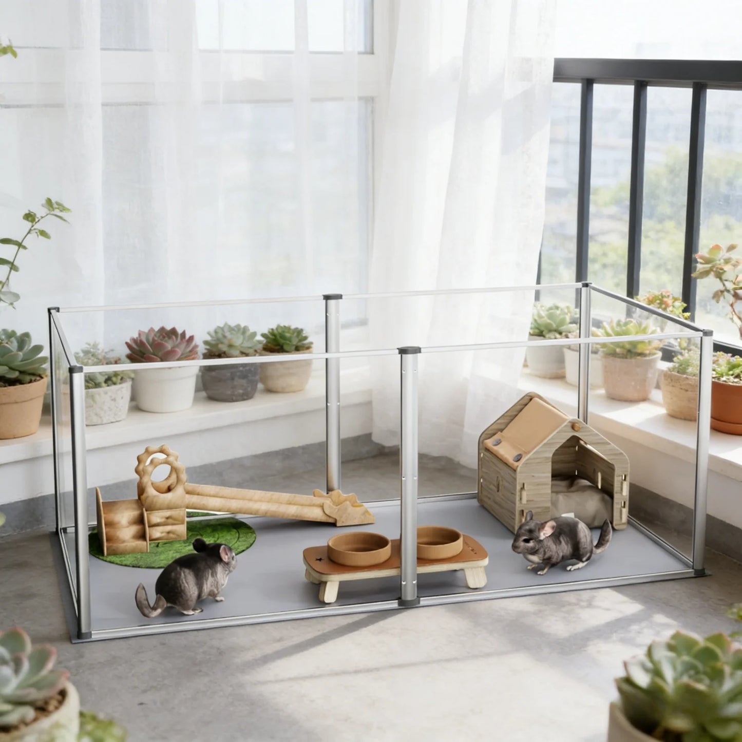 Six Panel Plastic Hamster Play Pen Enclosure For Indoor Use
