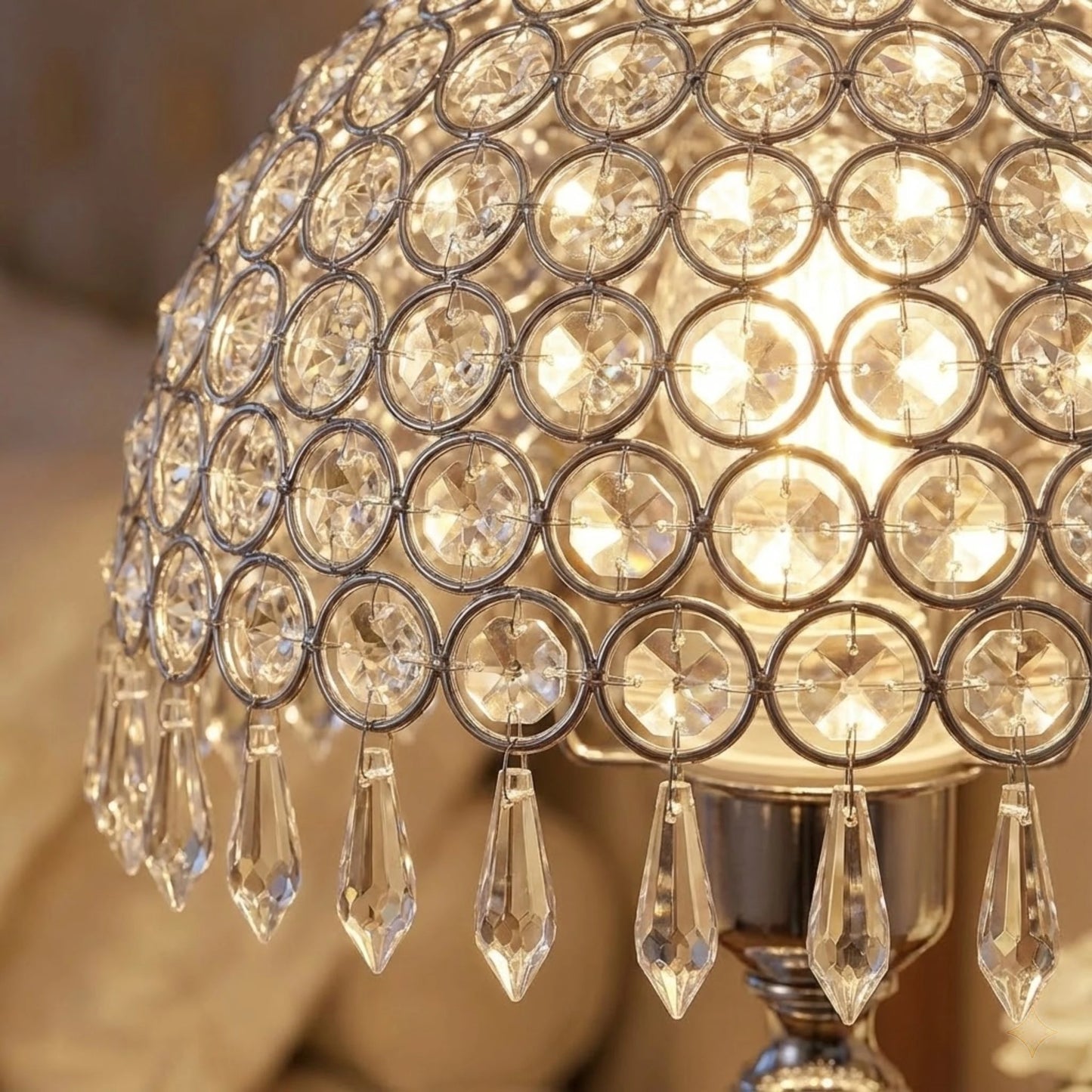 Crystal Table Lamp With Hanging Drops E27 For Modern Living Rooms