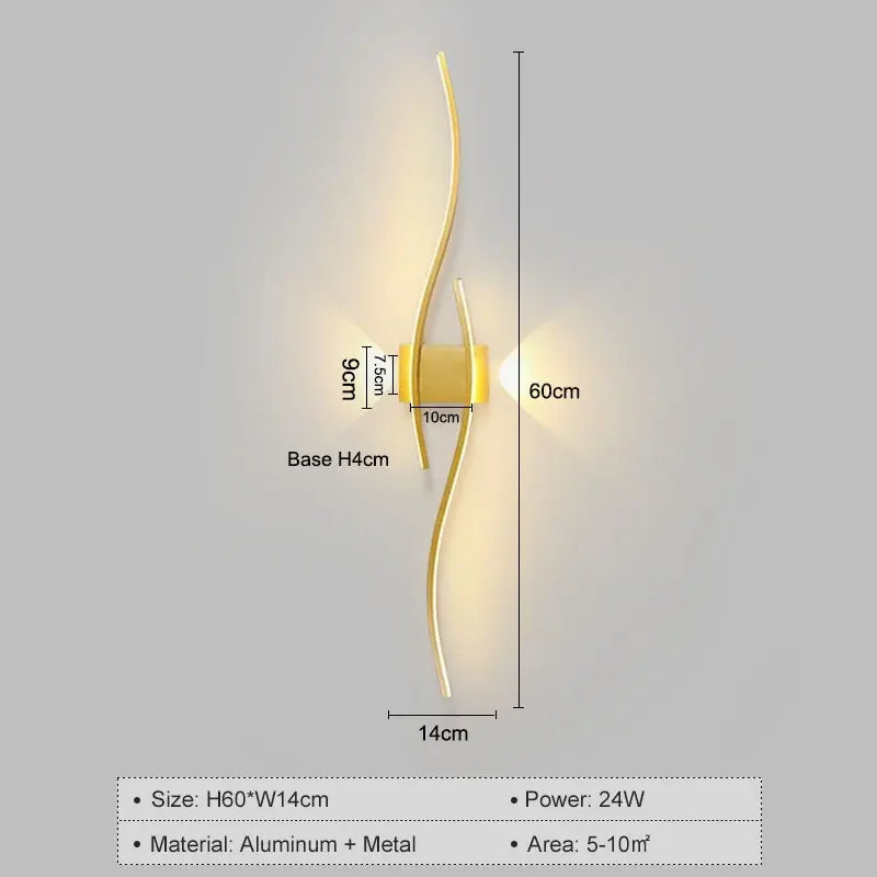 Nordic LED Wall Light Sconce For Bedroom Indoor Aluminum