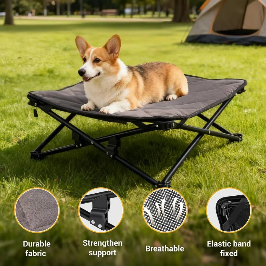 Elevated Outdoor Dog Bed With Washable Mesh Non Slip Feet