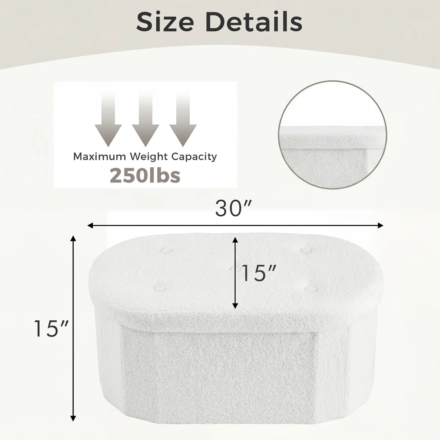 JHK Folding Storage Ottoman Bench With Cushion And Lid