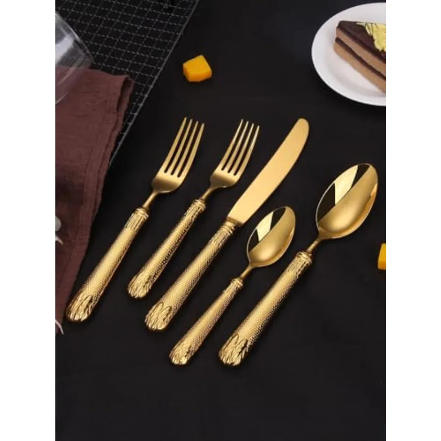 MDNG Gold Plated Flatware Set For Four Stainless Steel