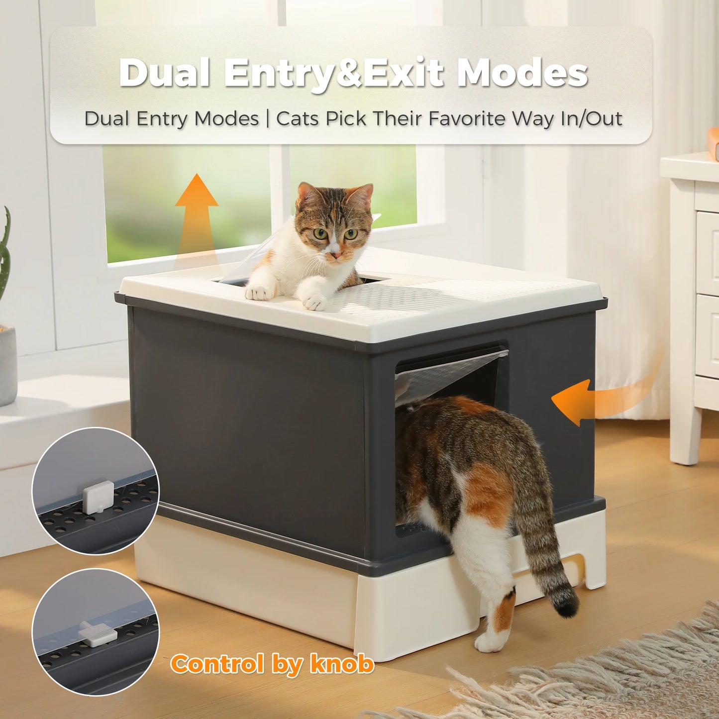 Enclosed Cat Litter Box With Scoop For Indoor Use