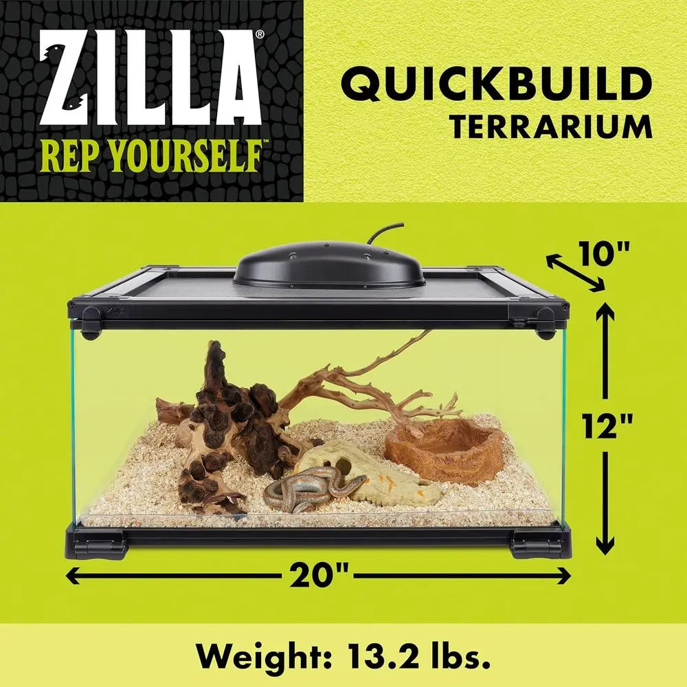 Glass Terrarium With Bedding Tray For Reptiles And Amphibians