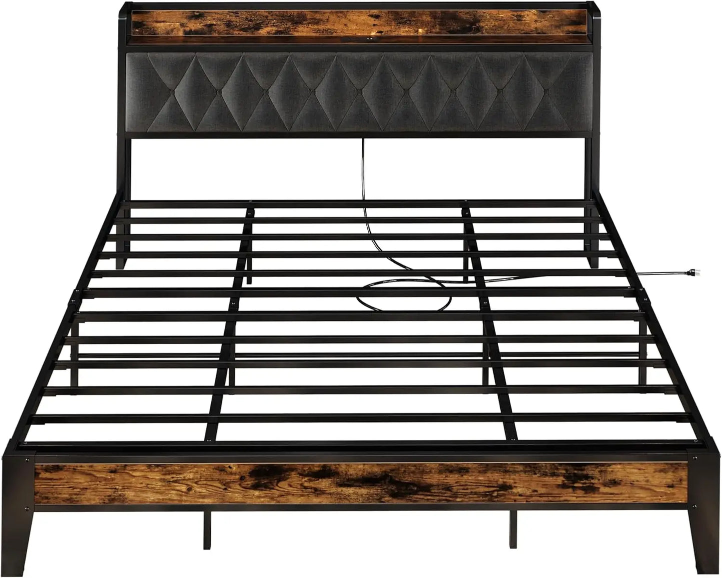 Anctor Storage Headboard Bed Frame With Outlets Noiseless