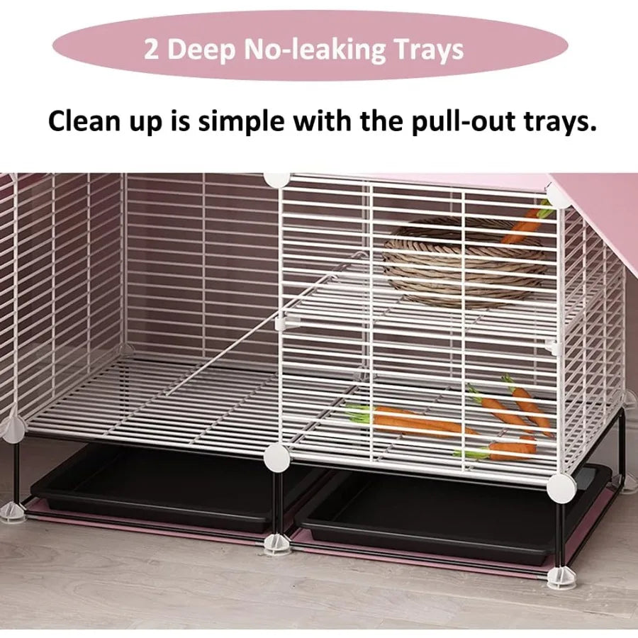 2Story Indoor Rabbit Cage With Dual Deep Pullout Trays