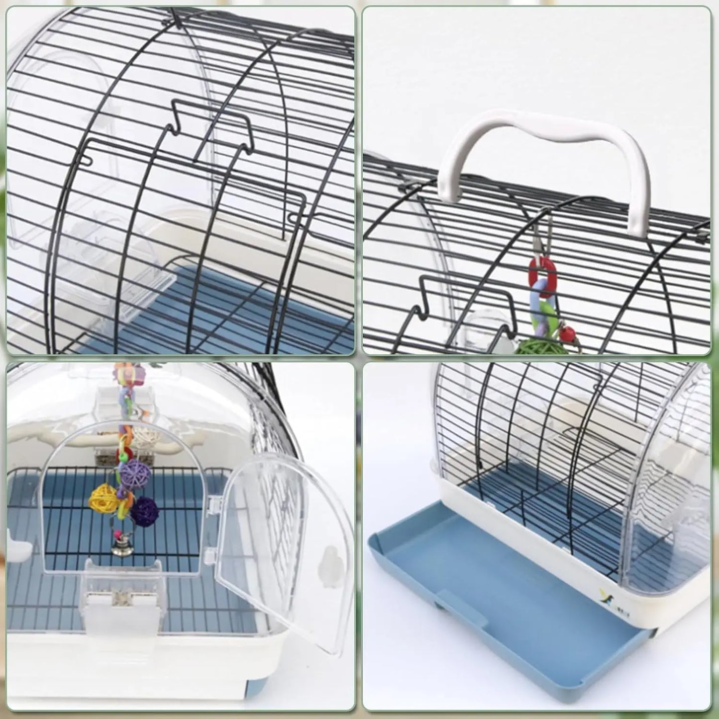 HiMISSCN Portable Bird Cage Carrier Travel Parrot Cage With Perches