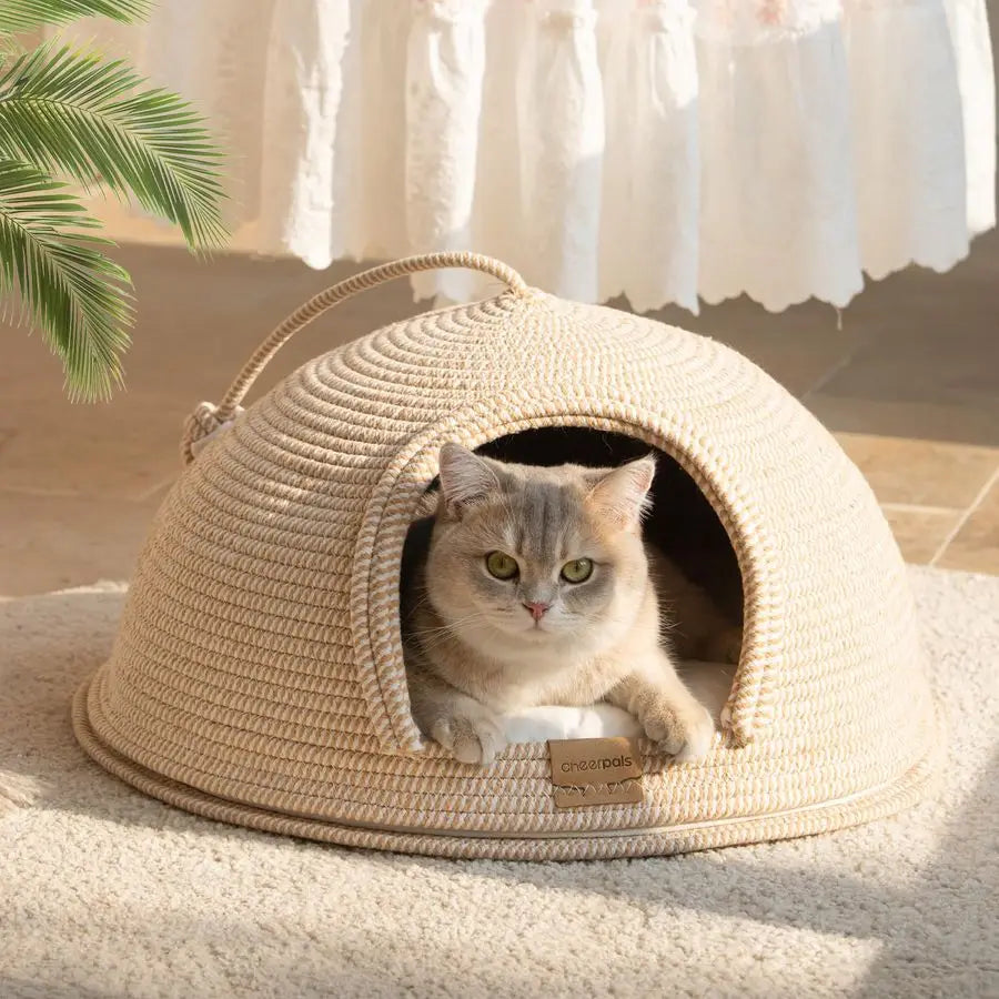Cat Cave Bed Indoor Cat House With Washable Cushion