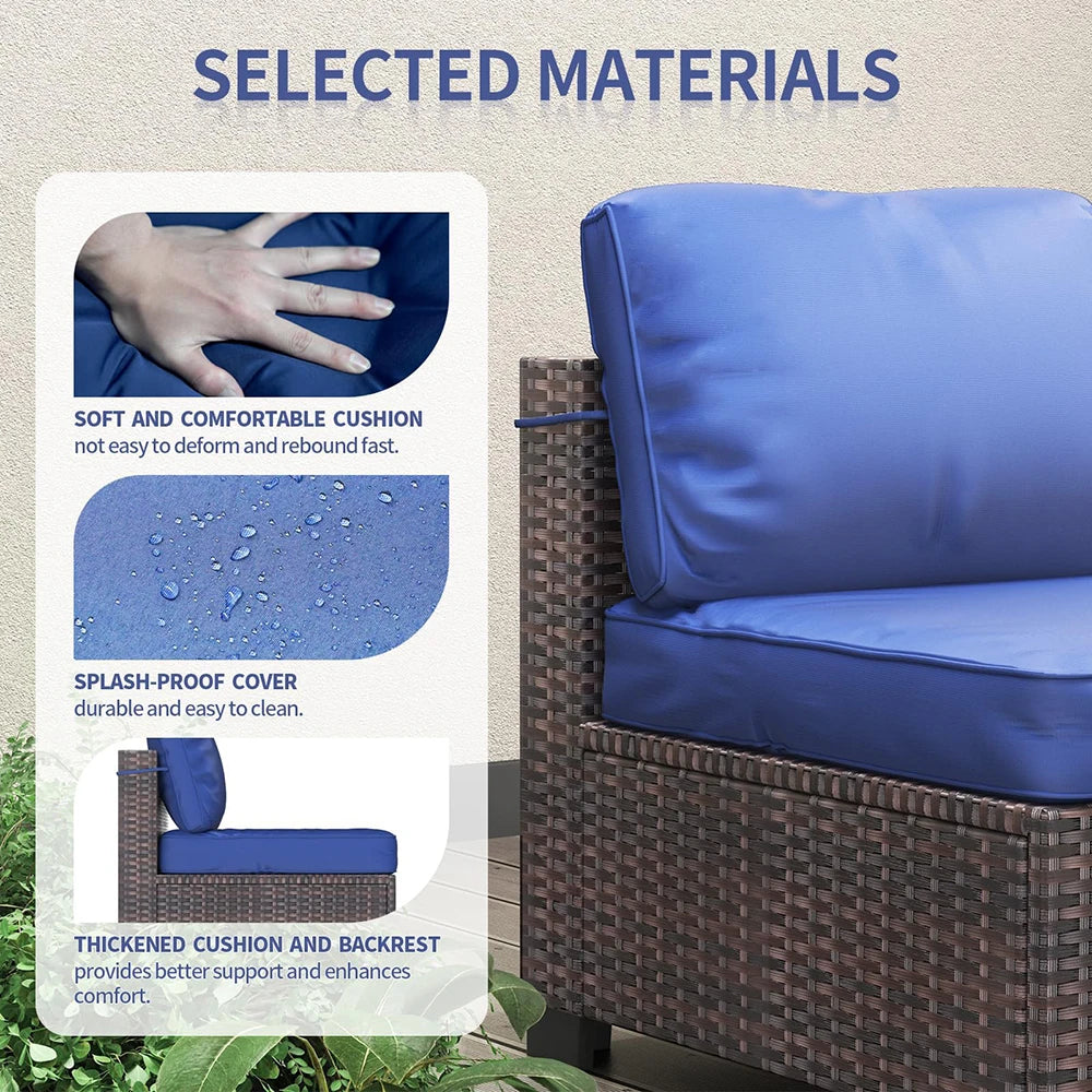 HiMISS 7-Piece PE Rattan Patio Set With Cushions Coffee Table