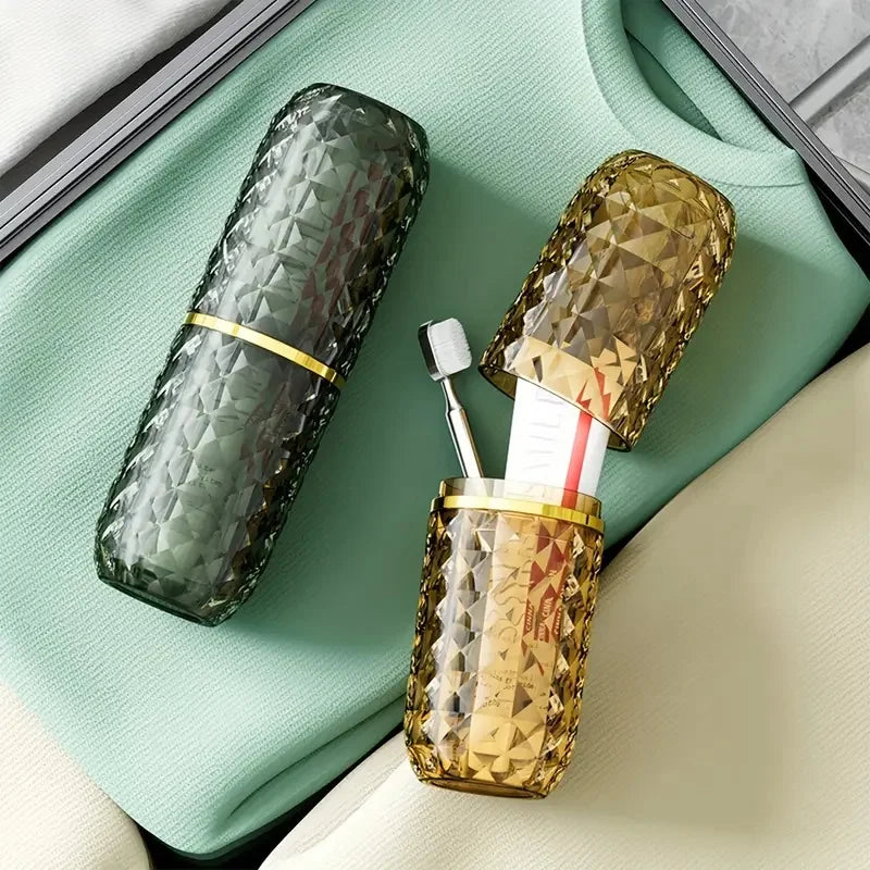 Light Luxury Diamond Pattern Travel Portable Wash Cup Set