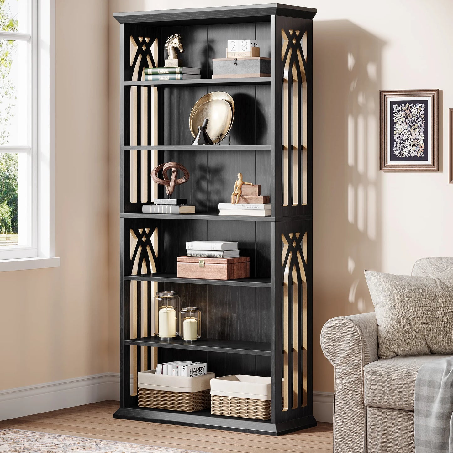 Tribesigns 6-Tier Wood Bookshelf Freestanding Bookcase