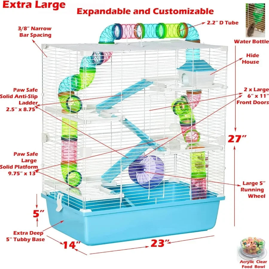 NONECN Multi-Tier Hamster Palace Habitat With Complete Accessories