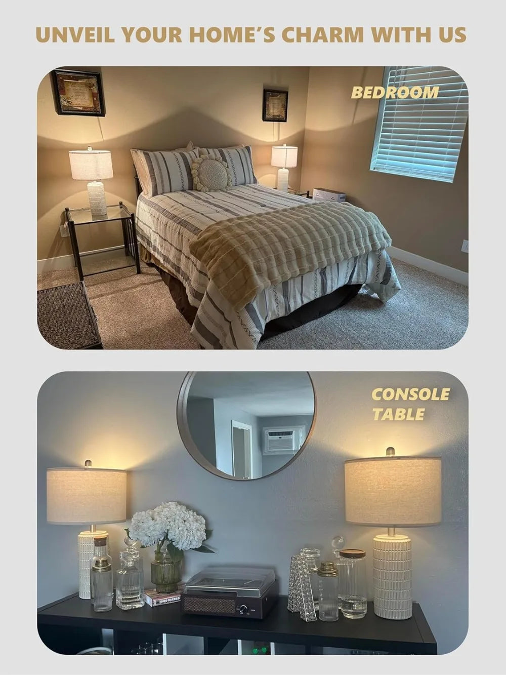Modern Ceramic Table Lamps Set Of 2 For Living Room Nightstands