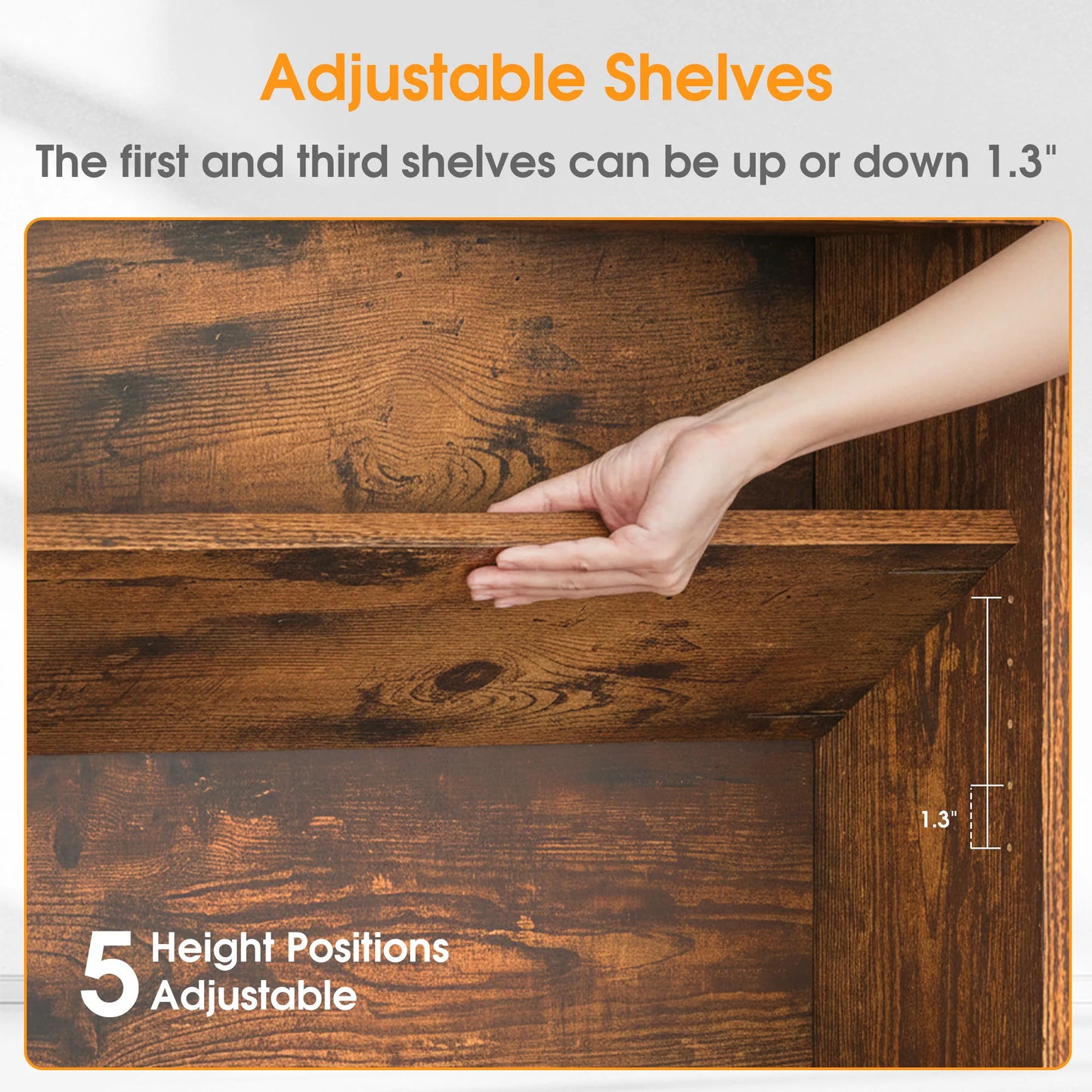 MCQ 6 Shelf Wooden Bookcase With Open Display And Storage
