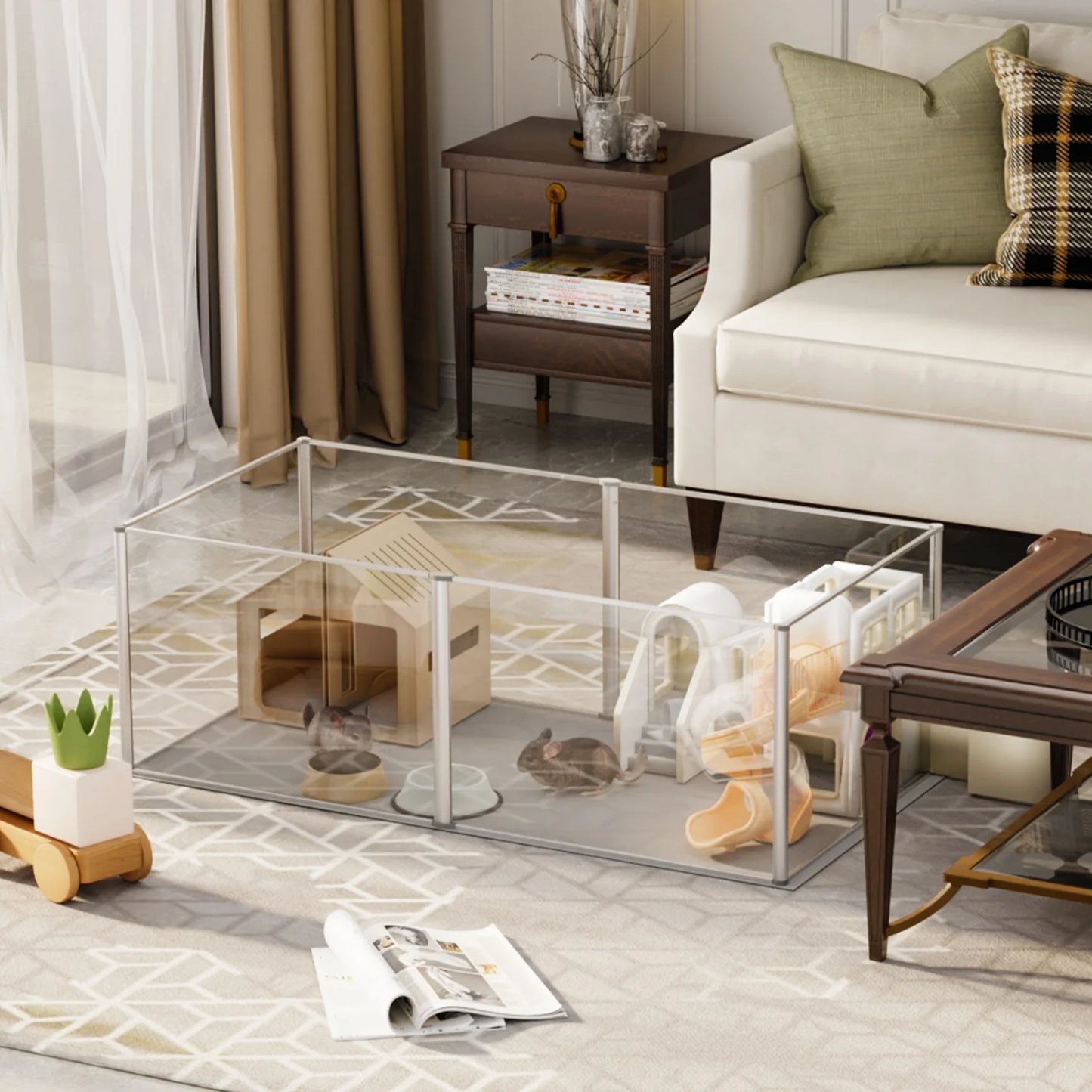 Six Panel Plastic Hamster Play Pen Enclosure For Indoor Use