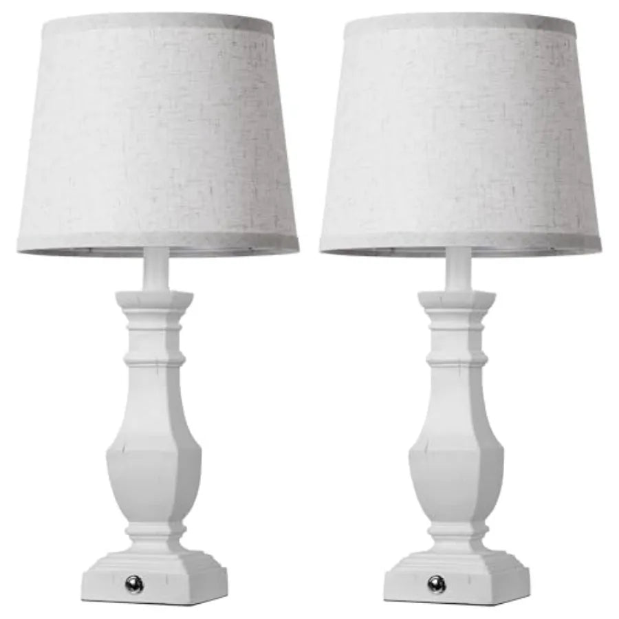 Dimmable Rustic Farmhouse Table Lamps Living Room Set Of 2