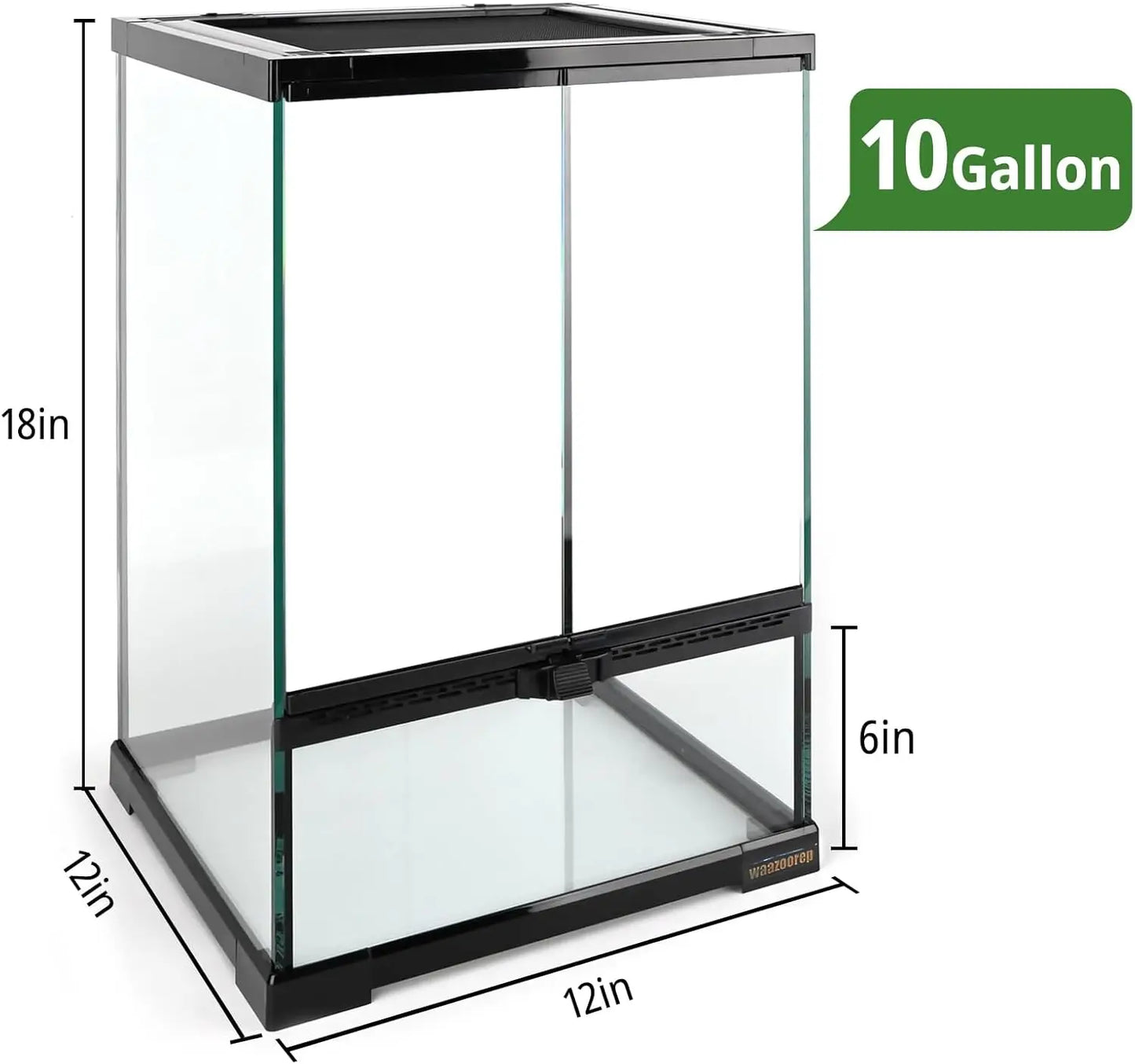 Vertical Glass Reptile Terrarium With Front Door Top Screen Vent