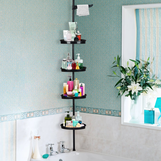 HiMISS Corner Shower Caddy With Tension Pole 4-Tier Organizer