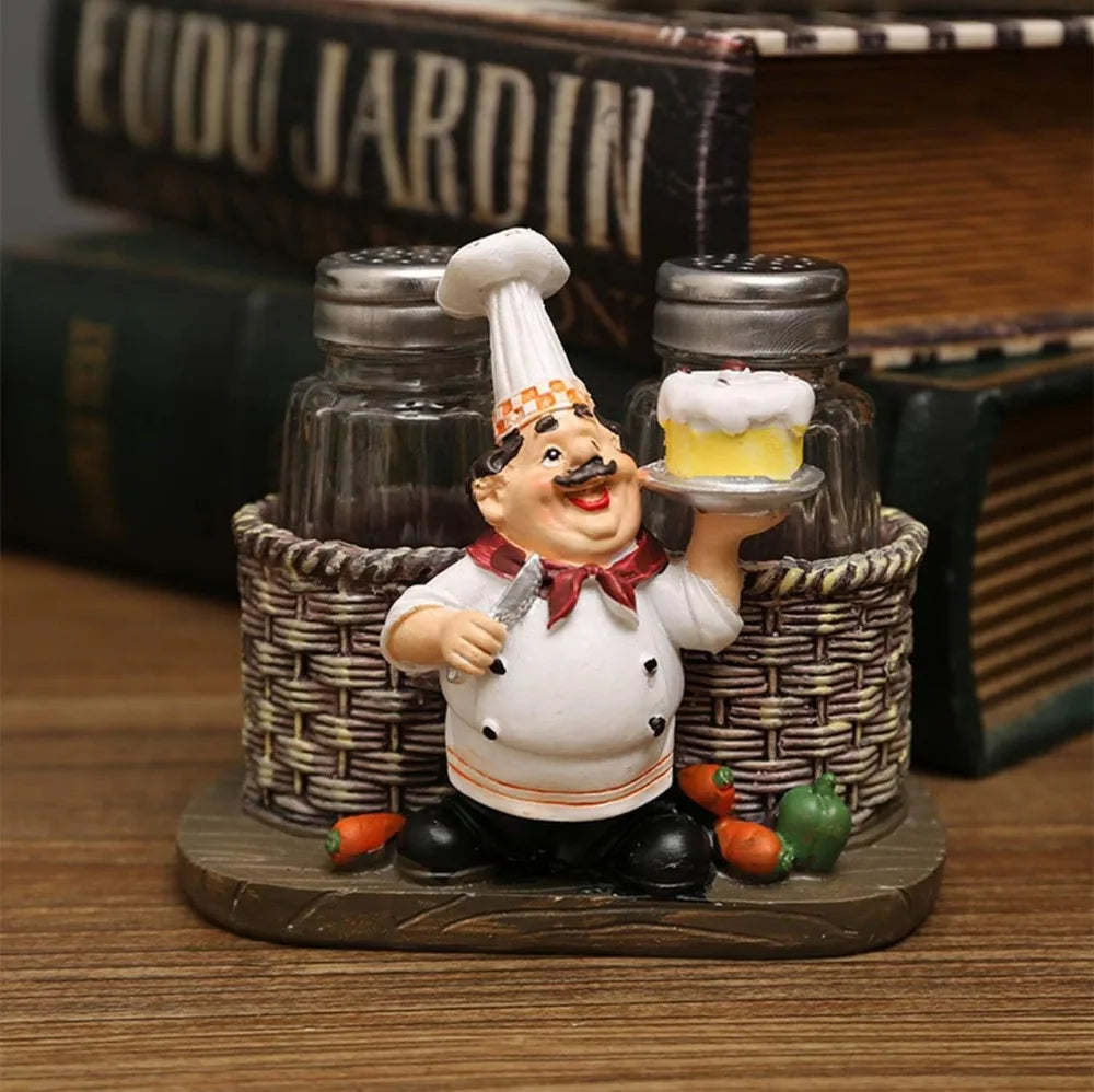 Salt And Pepper Shaker Set With Holder Figurine Kitchen Decor