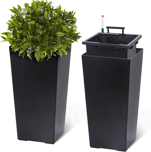 HobbyLane Taper Planter With Shelf Insert For Indoor Outdoor