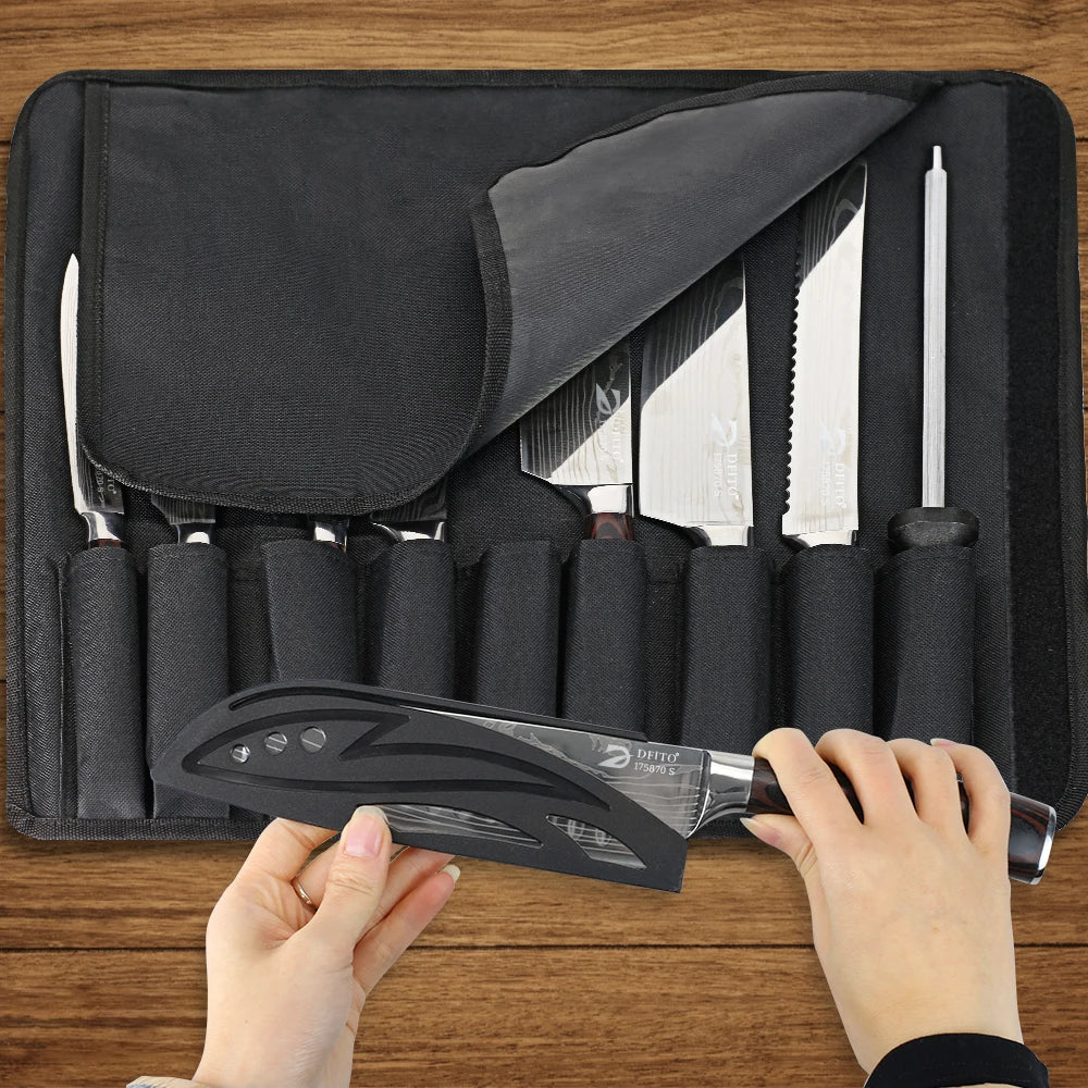KEPEAK Kitchen Knife Set Stainless Steel Chef Santoku Utility