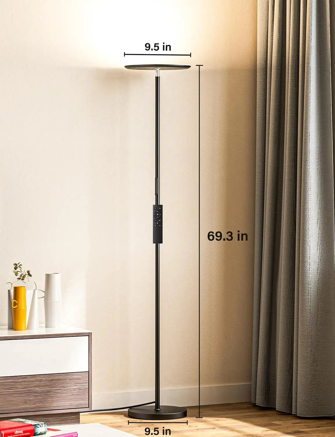 Remote LED Floor Lamp With Dimmable Three Color Temperatures