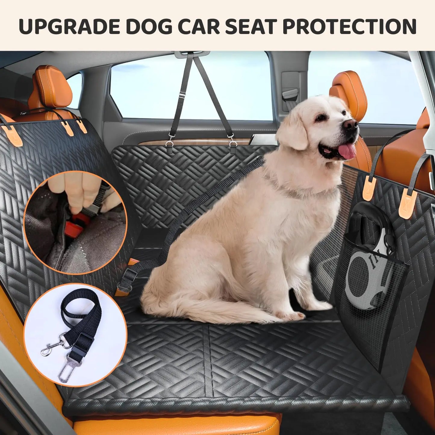 NONECN Car Rear Seat Dog Cover with Washable Extender