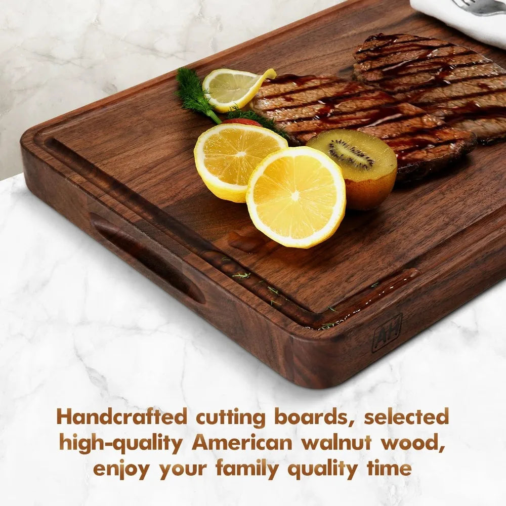 AZRHOM Walnut Wood Cutting Board Deep Juice Groove