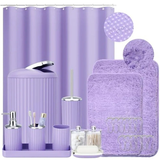 Bathroom Accessories Set With Shower Curtain And Rugs Soft Absorbent