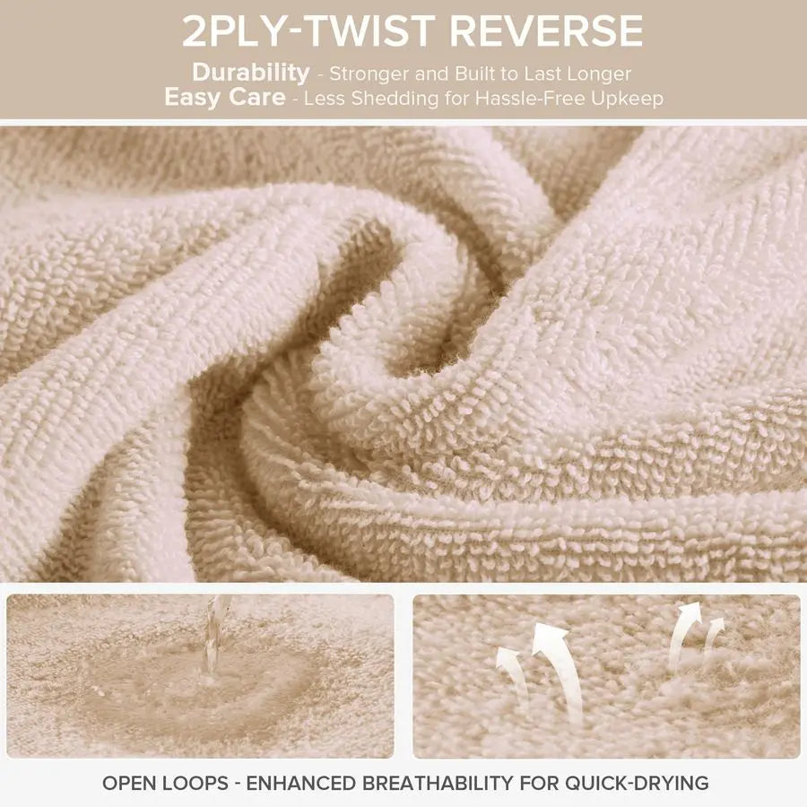 Luxury 100 Percent Cotton Bath Towel Set Quick Dry Soft