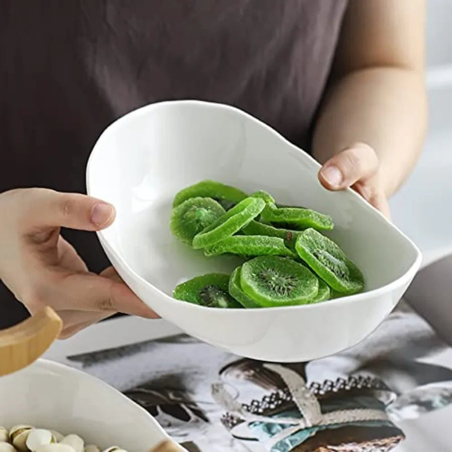 Ceramic Three-Tier Fruit Bowl With Metal Stand For Countertop